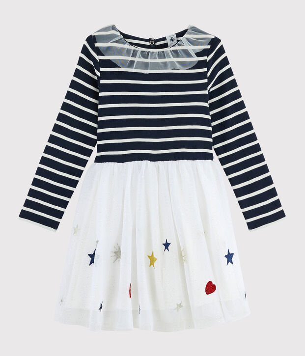 Girl's Long-sleeved Dress blue/multicolor