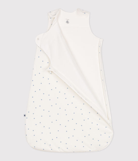 Babies' 1 TOG printed cotton sleeping bag MARSHMALLOW white/ALASKA blue