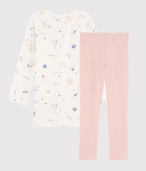 Girls' Fairytale Print Velour Nightdress with Leggings MARSHMALLOW white/MULTICO white