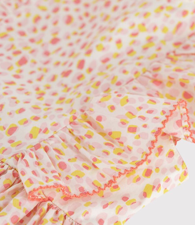 Children's sleeveless printed cotton halter-neck dress white/multicolor