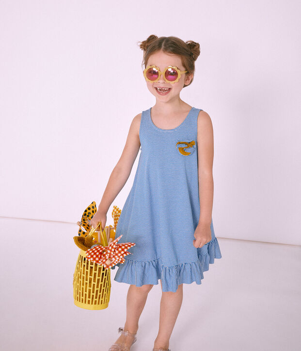 Girls' Dress blue/white