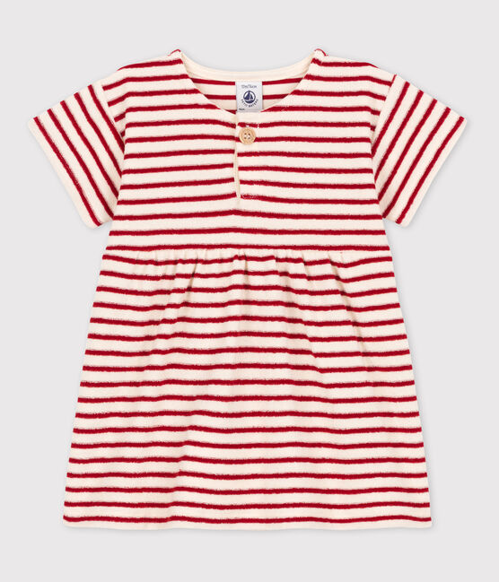 Babies' Short-Sleeved Terry Dress AVALANCHE white/STOP