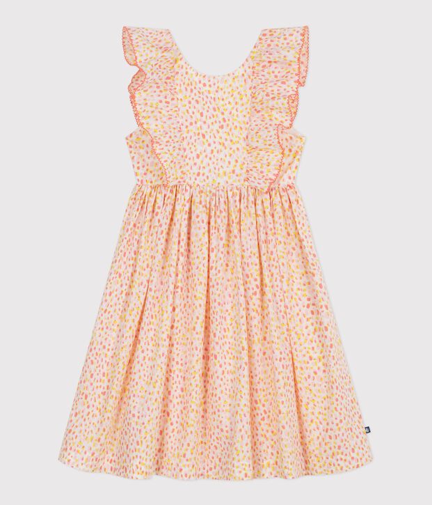 Children's sleeveless printed cotton halter-neck dress white/multicolor