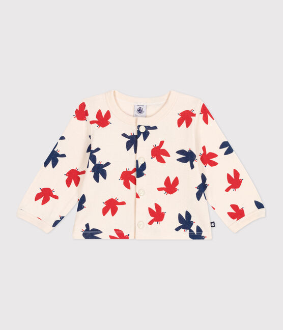 Babies' bird print cotton cardigan AVALANCHE white/MULTICO
