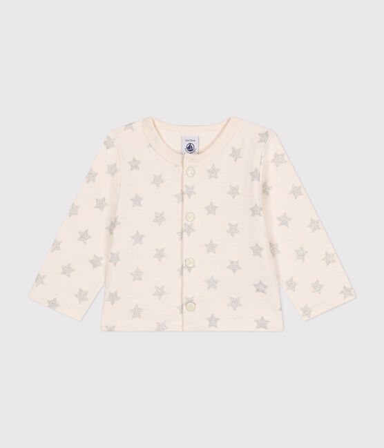 Rib knit star print cardigan for baby AVALANCHE beige/ARGENT