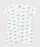 Babies' short dinosaur-pattern cotton jumpsuit MARSHMALLOW white/MULTICO white