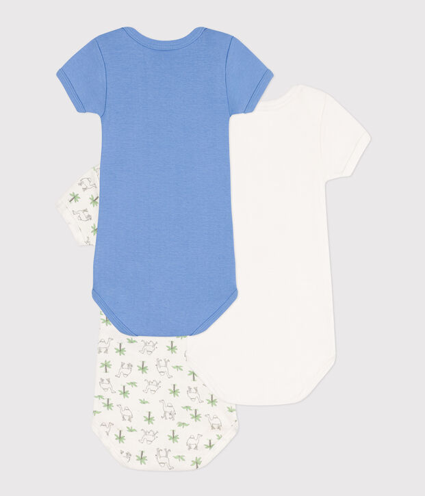 Short-Sleeved Cotton Camel Bodysuits - Pack of 3 multicolor