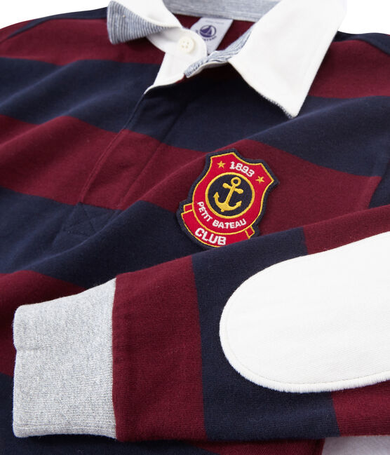 Boy's striped long sleeved rugby shirt SMOKING blue/OGRE red