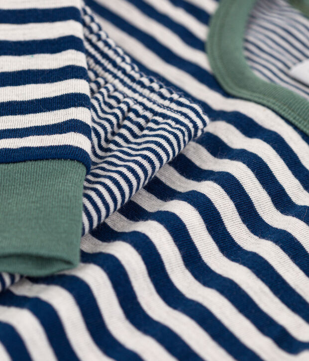 Children's Unisex Pinstriped Tube Knit Pyjamas blue/beige