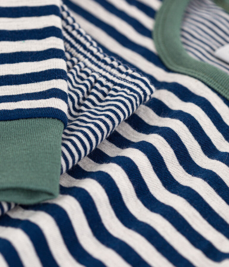 Children's Unisex Pinstriped Tube Knit Pyjamas blue/beige
