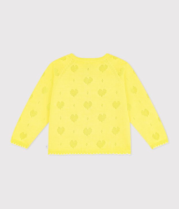 Children's plain cotton cardigan yellow