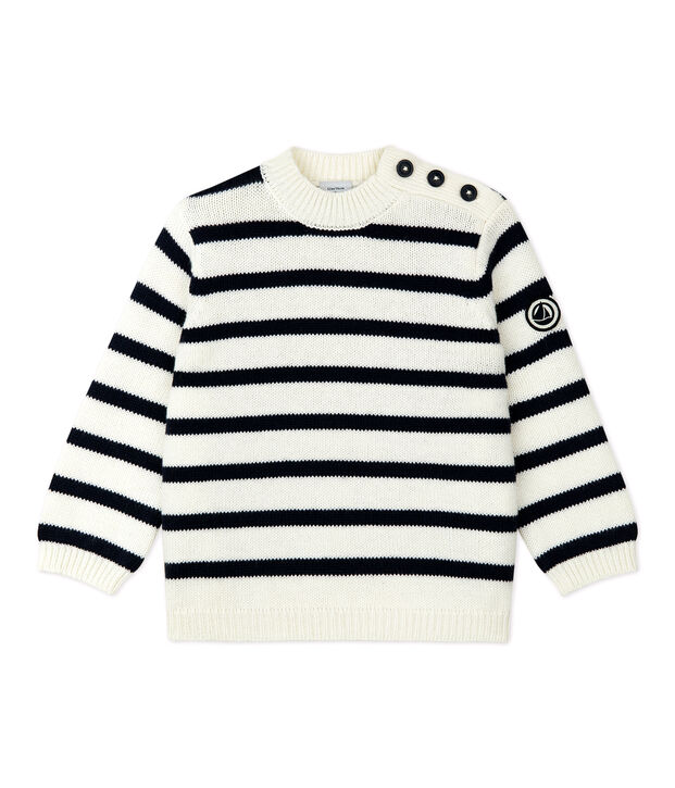 Babies' Wool/Cotton Jumper white/blue