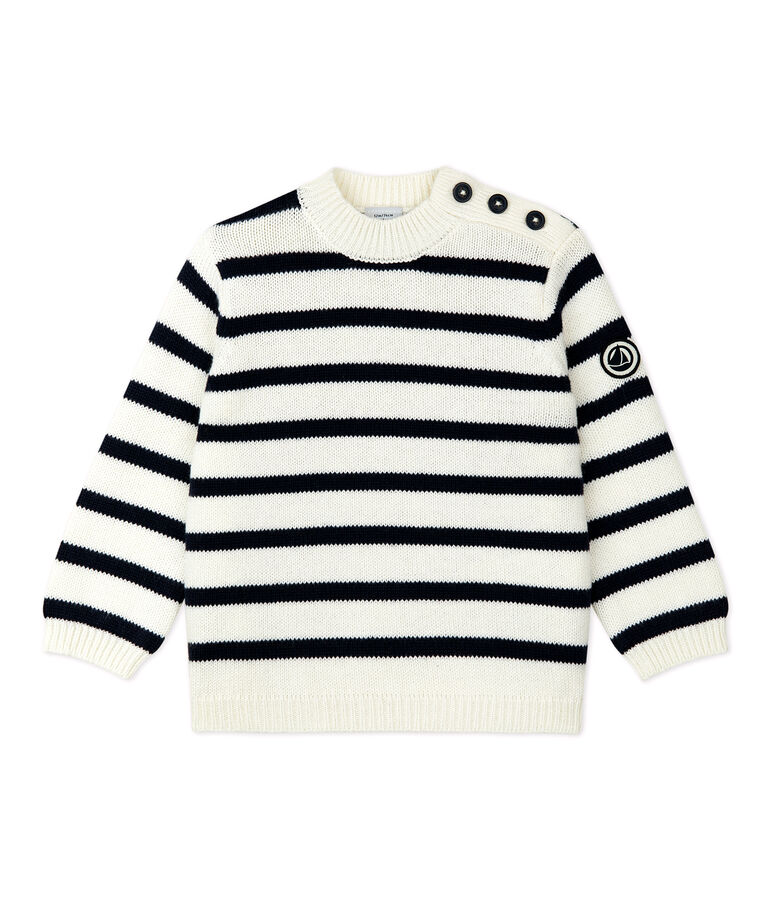 Babies' Wool/Cotton Jumper white/blue