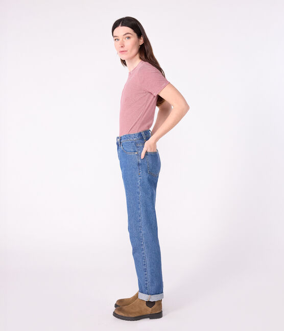 Women's Iconic short-sleeved cotton T-shirt AMARANTE red/MARSHMALLOW