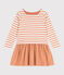Girls' thick cotton and cotton gauze dress AVALANCHE pink/SIENNA white
