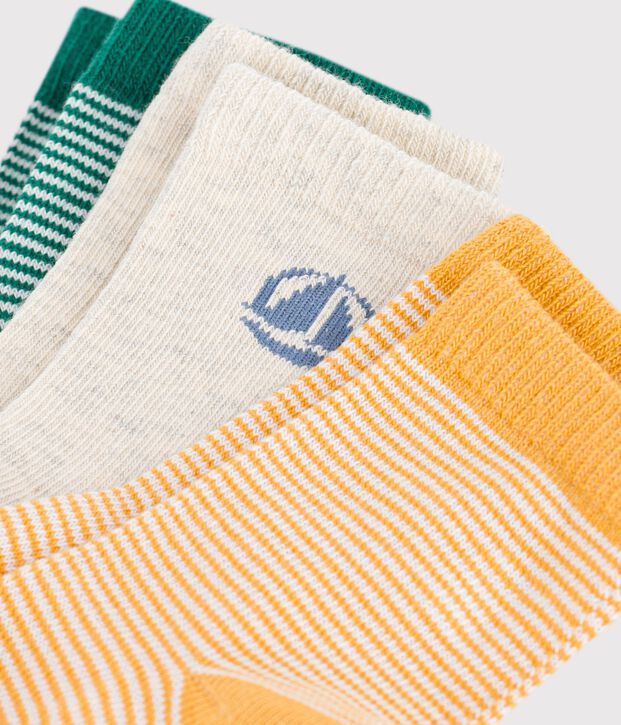 3 pairs of babies' stripy cotton socks multicolor