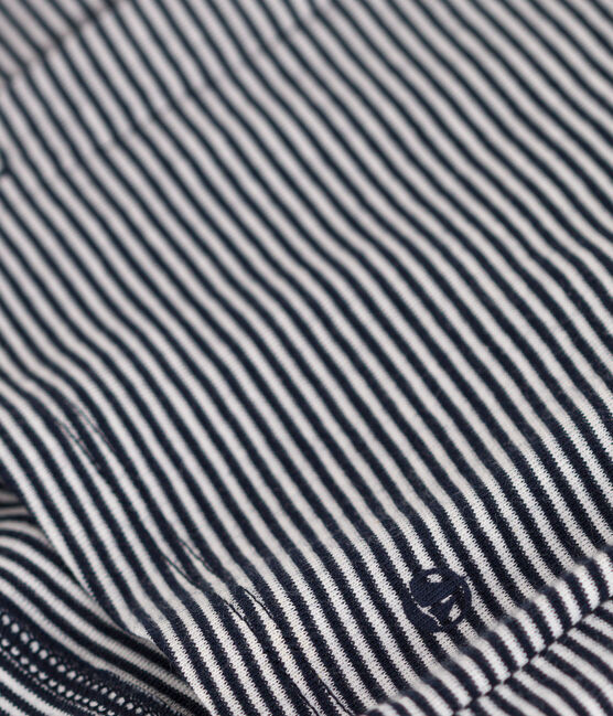 Babies' Stripy Tube Knit Cardigan SMOKING blue/MARSHMALLOW white