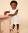 Babies' Sleeveless Textured Cotton Dress MARSHMALLOW white