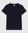 Women's Straight V-Neck Cotton T-Shirt SMOKING blue