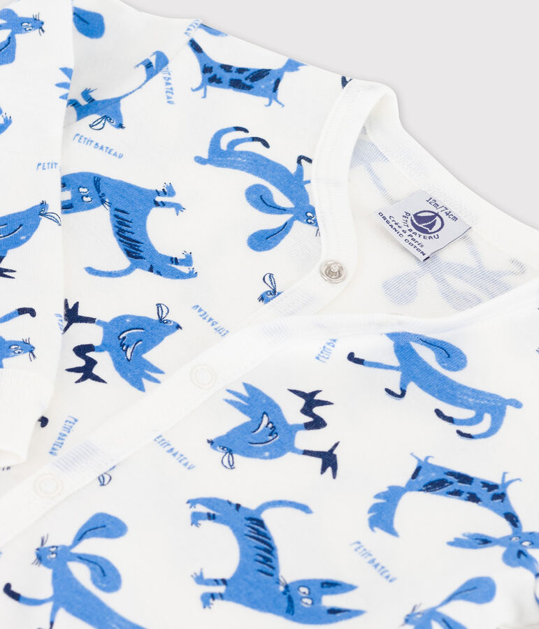 Babies' Footless Decorative Cotton Sleepsuit white/multicolor