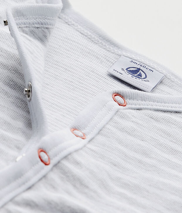 Baby boy's footless sleepsuit grey/white