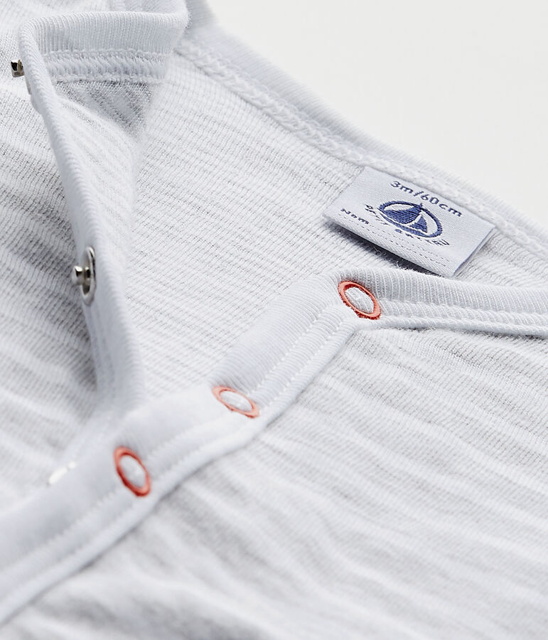 Baby boy's footless sleepsuit POUSSIERE grey/ECUME white