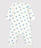 Babies' Footless Organic Cotton Bodyjama MARSHMALLOW white/BRASIER blue