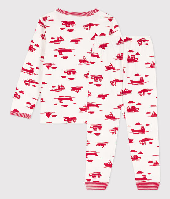 Children's Unisex Tube Knit Le Havre Pyjamas MARSHMALLOW white/PEPS red