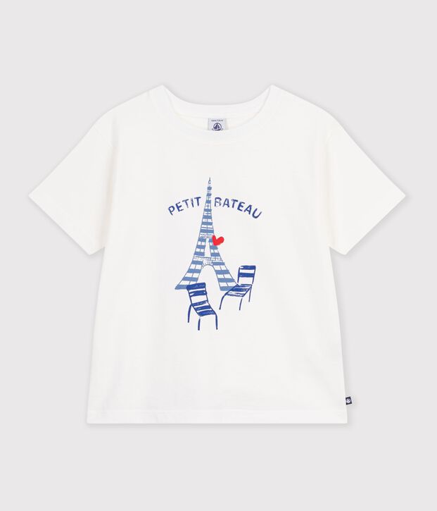 Children's short-sleeved printed T-shirt white