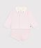 Babies' three-piece set in cotton with embroidery on the collar pink