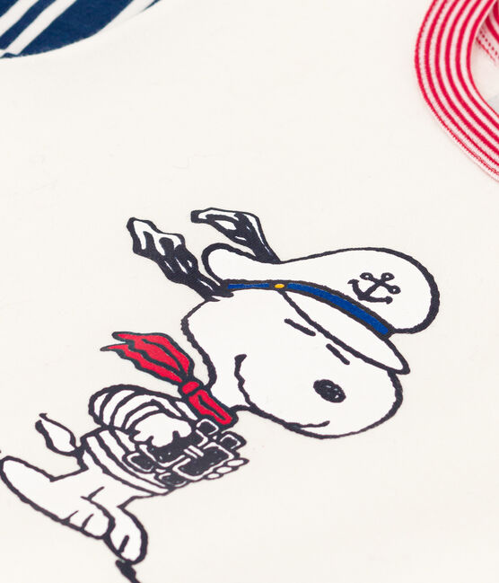 Petit Bateau X Snoopy t-shirt in lightweight baby jersey MARSHMALLOW white/MULTICO white