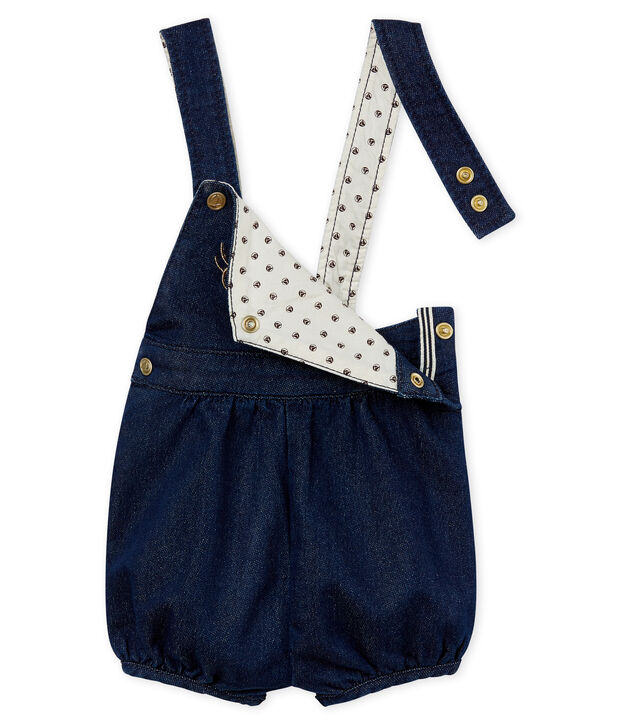 Baby girls' jersey short dungarees blue/beige
