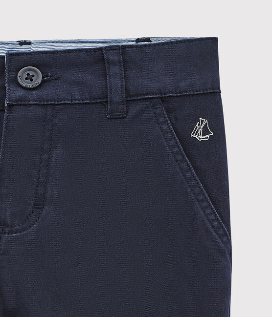 Boys' Cotton Gabardine Slim-Fit Trousers SMOKING blue