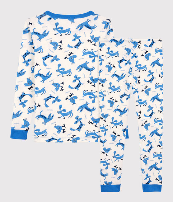 Boys' Animal Motif Snugfit Cotton Pyjamas MARSHMALLOW white/MULTICO white