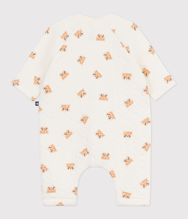 Babies' red panda-print cotton playsuit Ecru/multicolor
