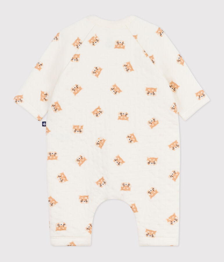 Babies' red panda-print cotton playsuit Ecru/multicolor