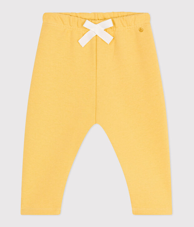 Babies' jogging bottoms in plain cotton yellow