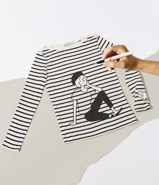 Women's Sailor T-Shirt COQUILLE beige/SMOKING blue