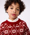 Children's patterned wool and cotton jumper AMARANTE red/AVALANCHE