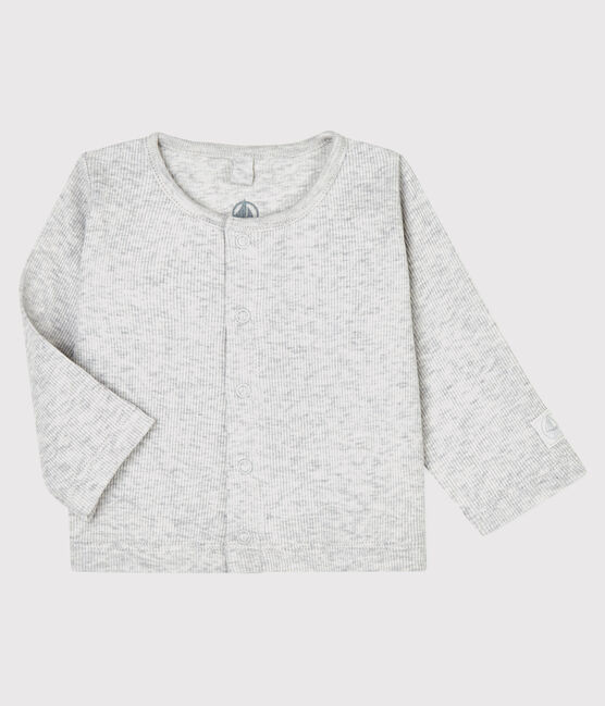 Babies' Organic Cotton 2x2 Rib Knit Cardigan BELUGA CHINE grey
