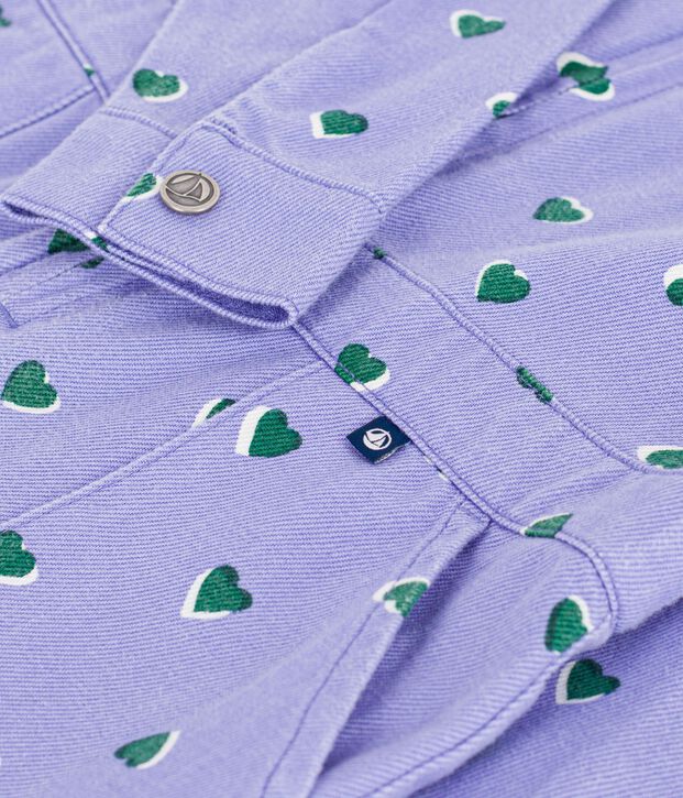 Children's cotton jumpsuit printed with hearts purple/multicolor