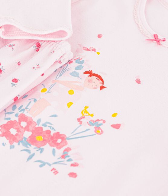 Children's cotton pyjamas with a floral motif BARELY pink/MULTICO