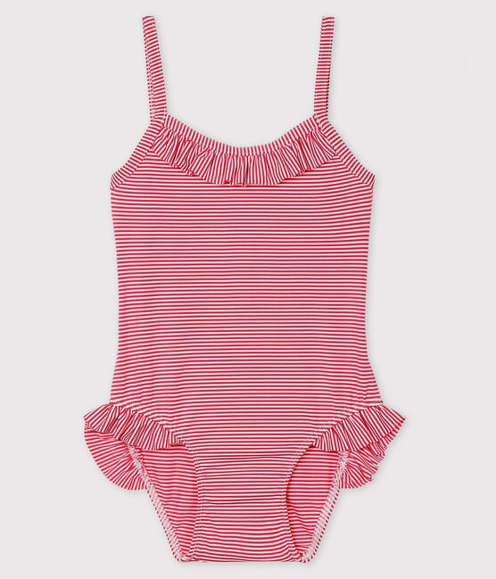 Babies' UPF 50+ Swimsuit GEISHA pink/MARSHMALLOW white