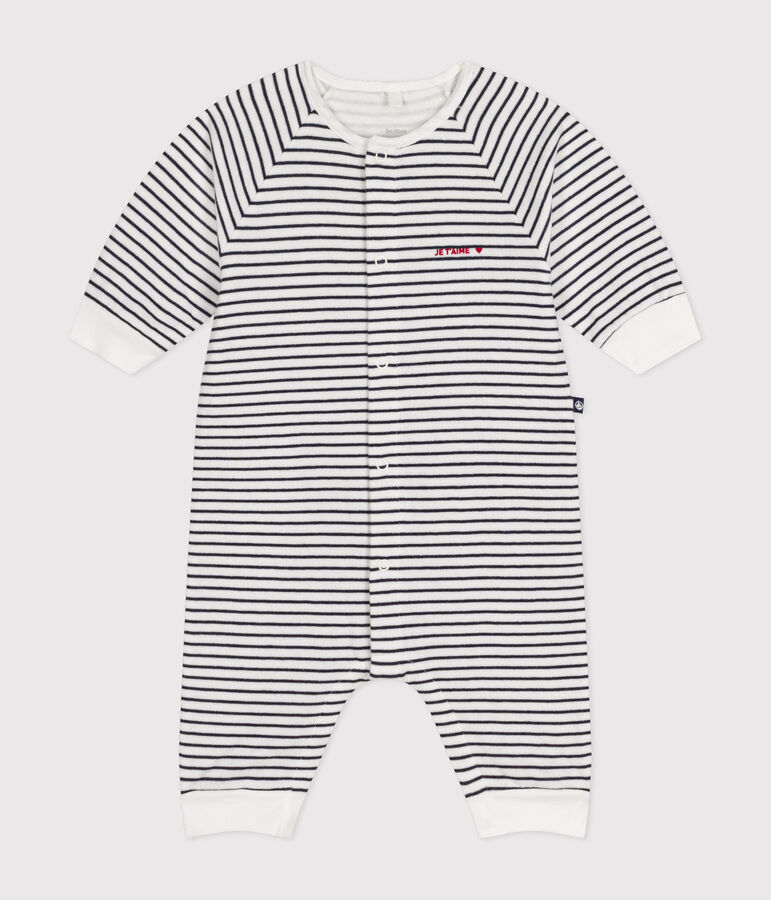Babies' Stripy Tube Knit Bodysuit white/blue