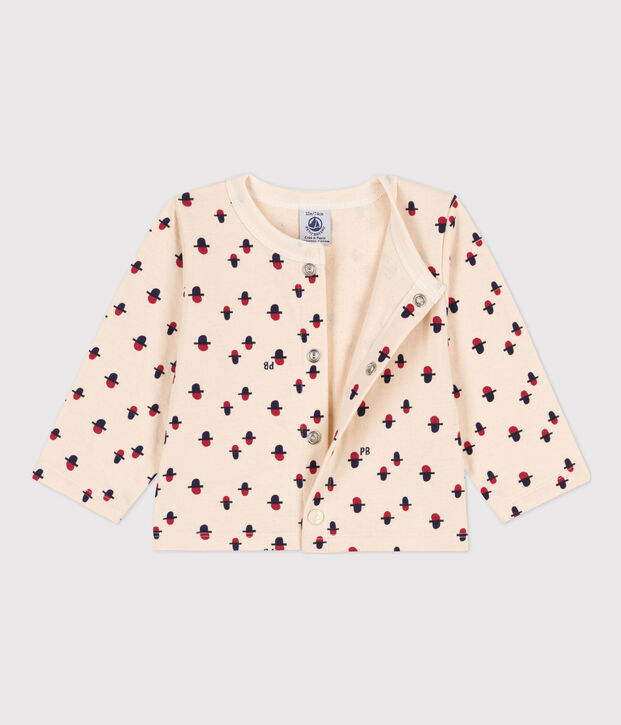 Babies' Printed Tube Knit Cardigan Ecru/multicolor