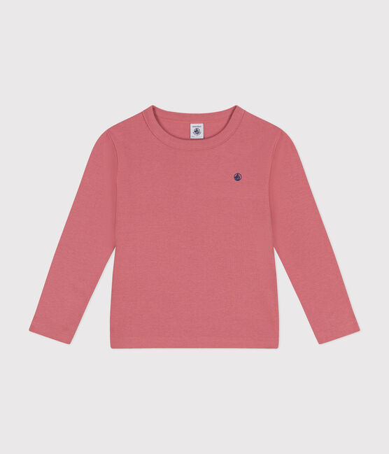Children's long-sleeved rib knit unisex t-shirt ROSEWOOD pink