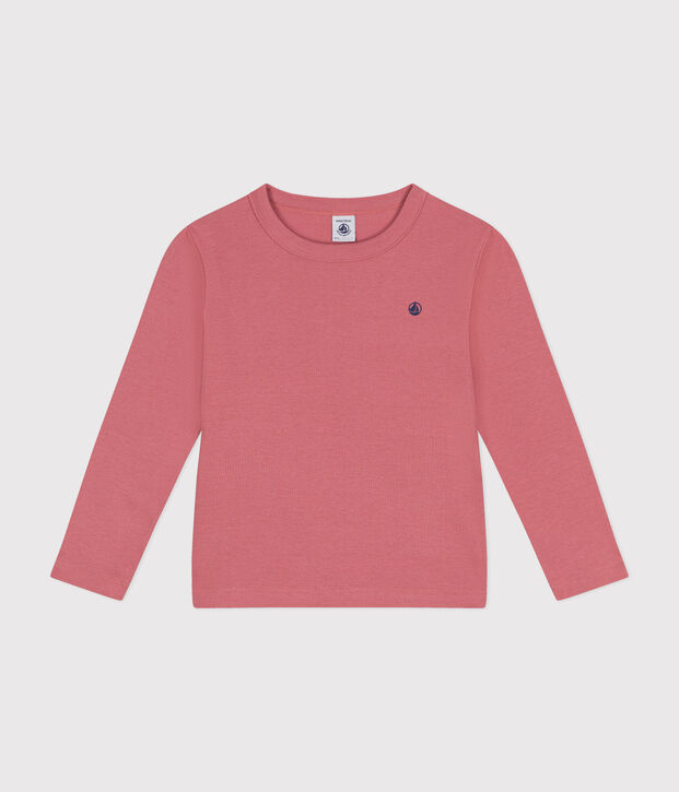Children's long-sleeved rib knit unisex t-shirt pink