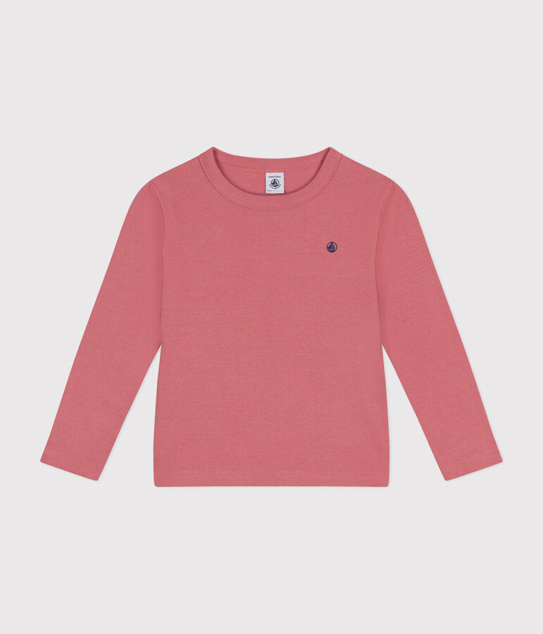Children's long-sleeved rib knit unisex t-shirt ROSEWOOD pink