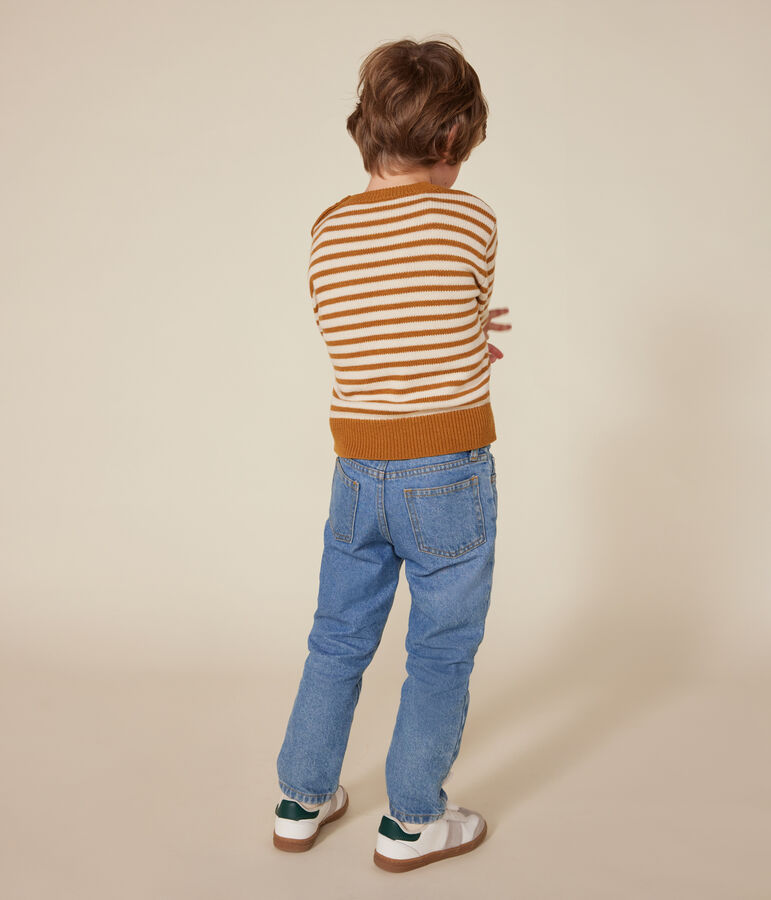 Boys' wool and cotton pullover AVALANCHE white/ECUREUIL