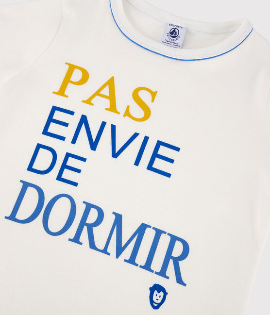 Boys' Cotton Short Pyjamas MARSHMALLOW white/BRASIER blue